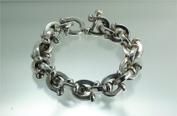 Solid sterling silver heavy link bracelet